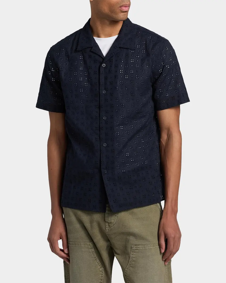 Vince Men's Cotton Eyelet Short-Sleeve Shirt | Thumbnail 4 Vince Men's Cotton Eyelet Short-Sleeve Shirt | Thumbnail 4