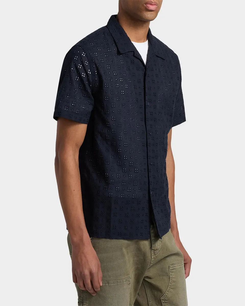 Vince Men's Cotton Eyelet Short-Sleeve Shirt | Thumbnail 7 Vince Men's Cotton Eyelet Short-Sleeve Shirt | Thumbnail 7