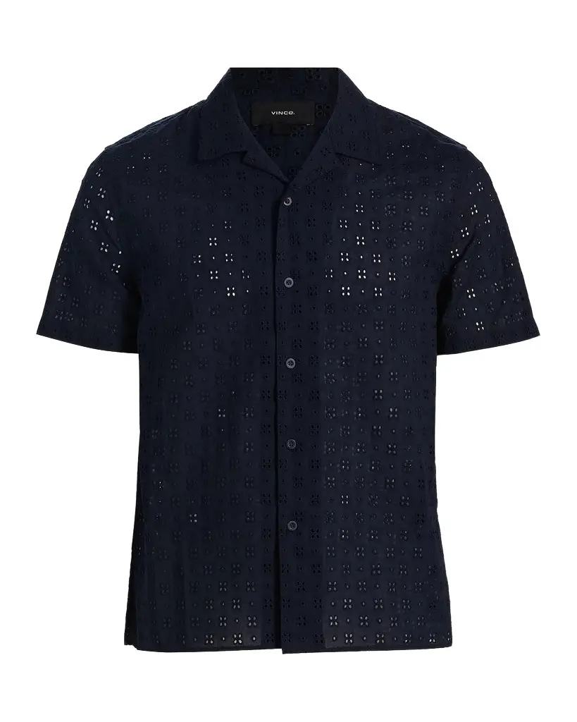 Vince Men's Cotton Eyelet Short-Sleeve Shirt