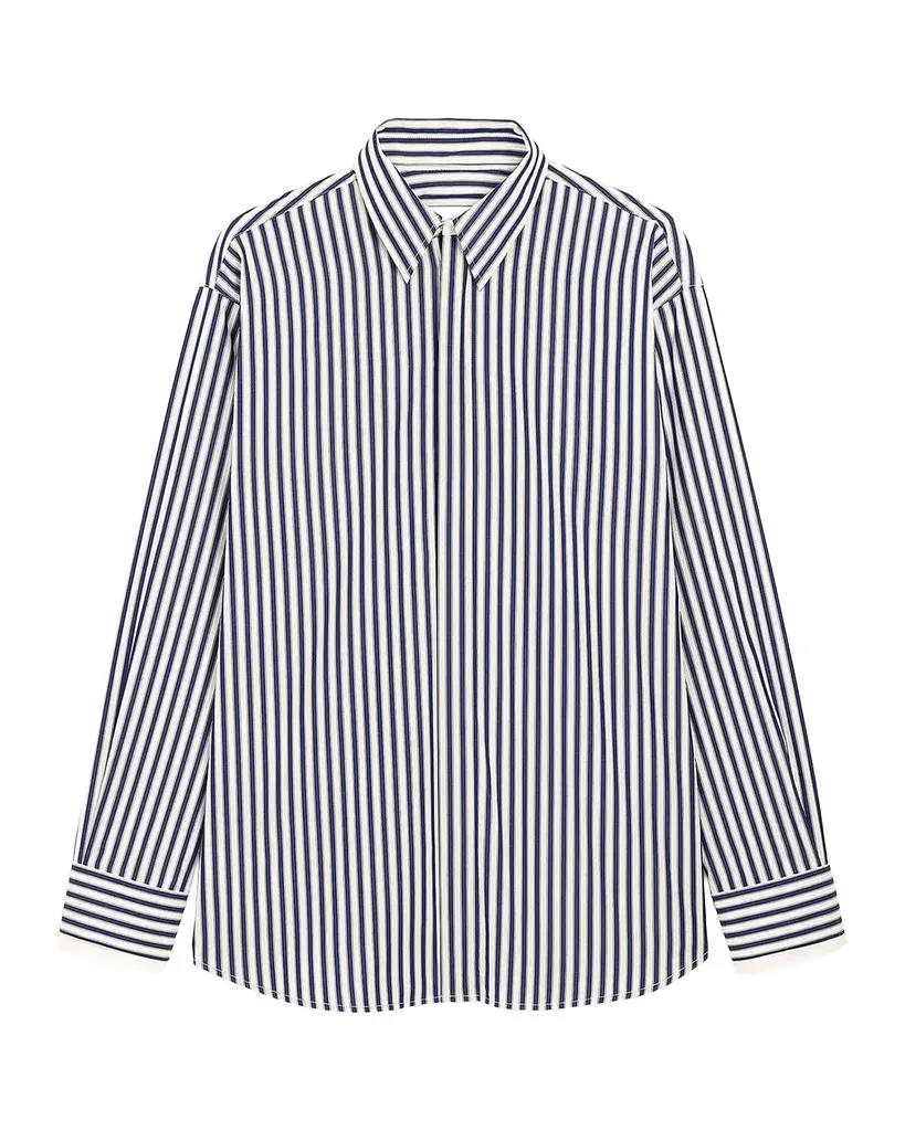 Striped Cotton Removable Collar Shirt Striped Cotton Removable Collar Shirt