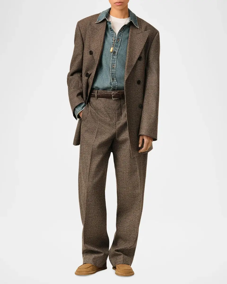 AMI PARIS Houndstooth Wool Gabardine Balloon Trousers | Thumbnail 2 AMI PARIS Houndstooth Wool Gabardine Balloon Trousers | Thumbnail 2