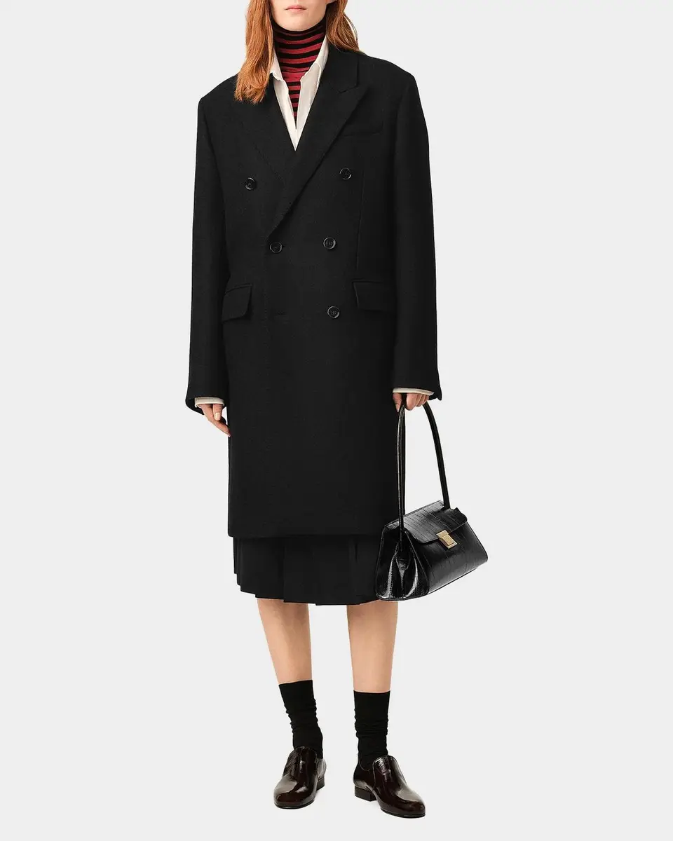 AMI PARIS Shawl Collar Wool Double-Breasted Coat | Thumbnail 2 AMI PARIS Shawl Collar Wool Double-Breasted Coat | Thumbnail 2