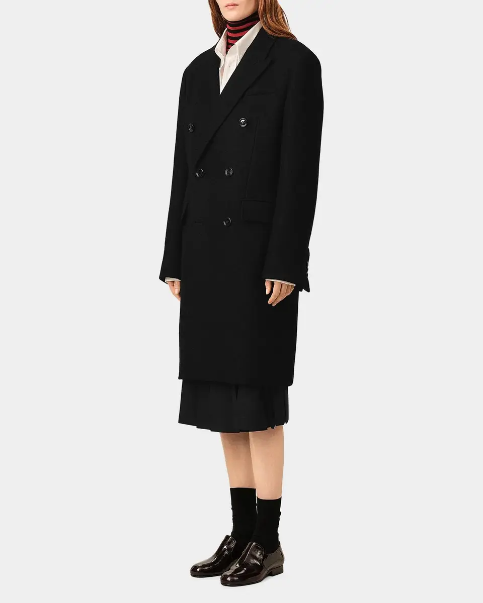 AMI PARIS Shawl Collar Wool Double-Breasted Coat | Thumbnail 4 AMI PARIS Shawl Collar Wool Double-Breasted Coat | Thumbnail 4
