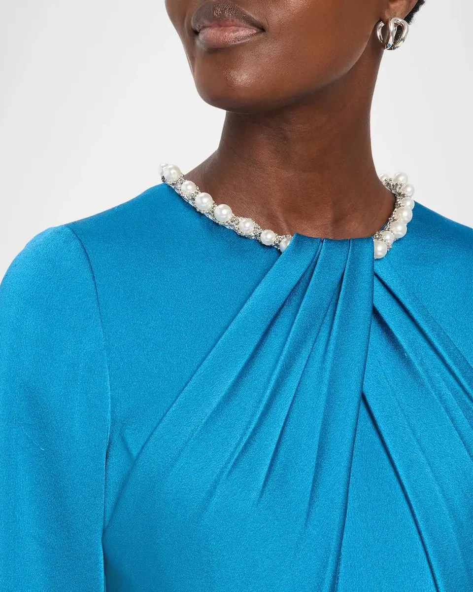 Rickie Freeman for Teri Jon Crystal-Trim Crepe Back Satin Midi Dress | Thumbnail 5 Rickie Freeman for Teri Jon Crystal-Trim Crepe Back Satin Midi Dress | Thumbnail 5