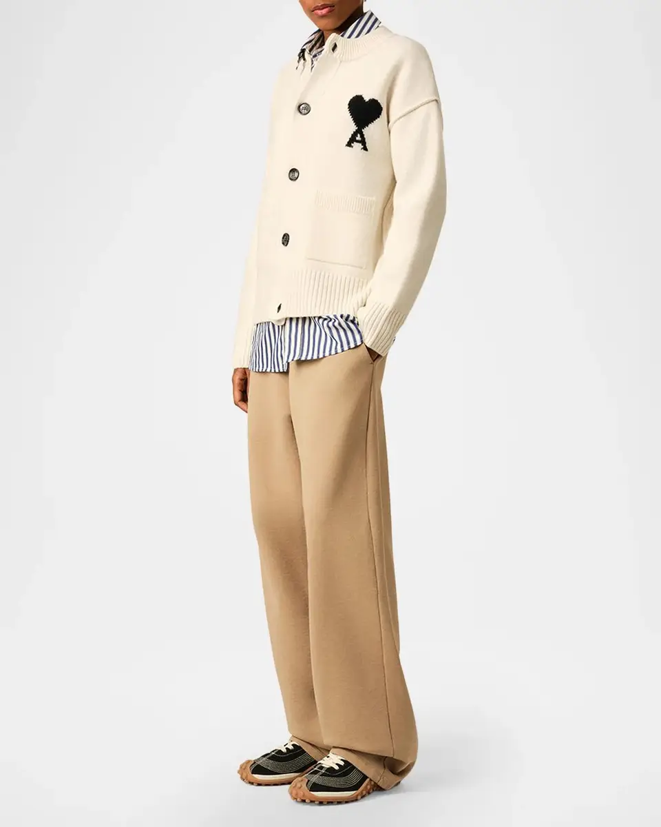 AMI PARIS Ami De Coeur Wool Crewneck Cardigan | Thumbnail 2 AMI PARIS Ami De Coeur Wool Crewneck Cardigan | Thumbnail 2