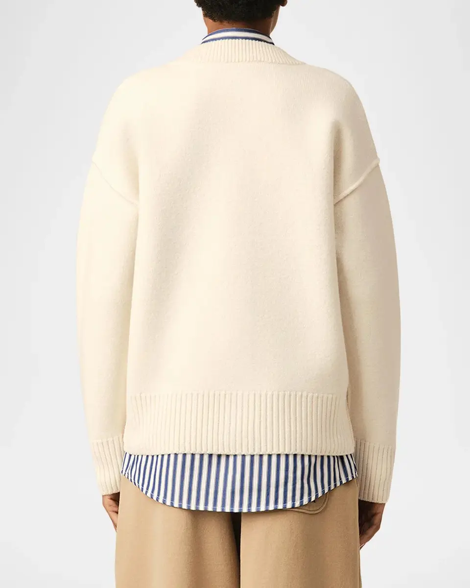 AMI PARIS Ami De Coeur Wool Crewneck Cardigan | Thumbnail 3 AMI PARIS Ami De Coeur Wool Crewneck Cardigan | Thumbnail 3