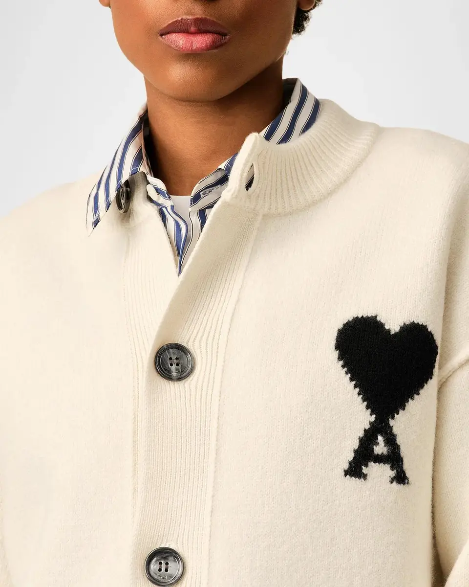 AMI PARIS Ami De Coeur Wool Crewneck Cardigan | Thumbnail 5 AMI PARIS Ami De Coeur Wool Crewneck Cardigan | Thumbnail 5