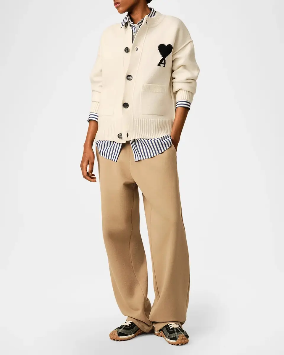 AMI PARIS Ami De Coeur Wool Crewneck Cardigan | Thumbnail 6 AMI PARIS Ami De Coeur Wool Crewneck Cardigan | Thumbnail 6