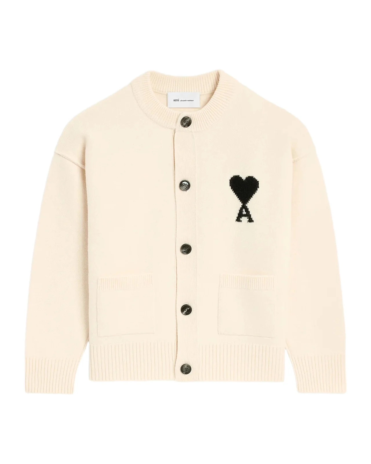 AMI PARIS Ami De Coeur Wool Crewneck Cardigan