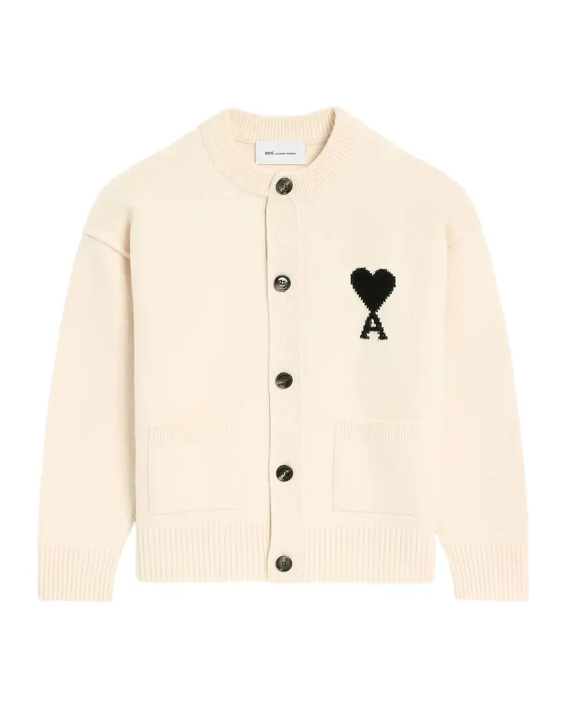 Ami De Coeur Wool Crewneck Cardigan Ami De Coeur Wool Crewneck Cardigan