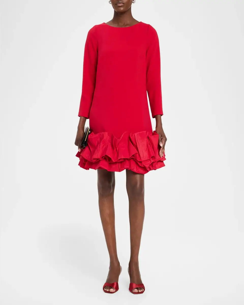 Rickie Freeman for Teri Jon Ruffle-Hem Crepe Mini Dress | Thumbnail 2 Rickie Freeman for Teri Jon Ruffle-Hem Crepe Mini Dress | Thumbnail 2