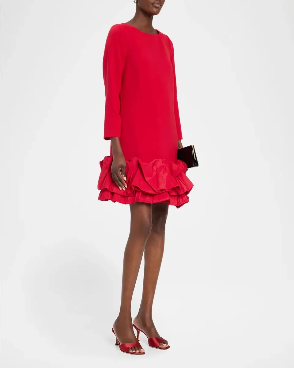 Rickie Freeman for Teri Jon Ruffle-Hem Crepe Mini Dress | Thumbnail 4 Rickie Freeman for Teri Jon Ruffle-Hem Crepe Mini Dress | Thumbnail 4