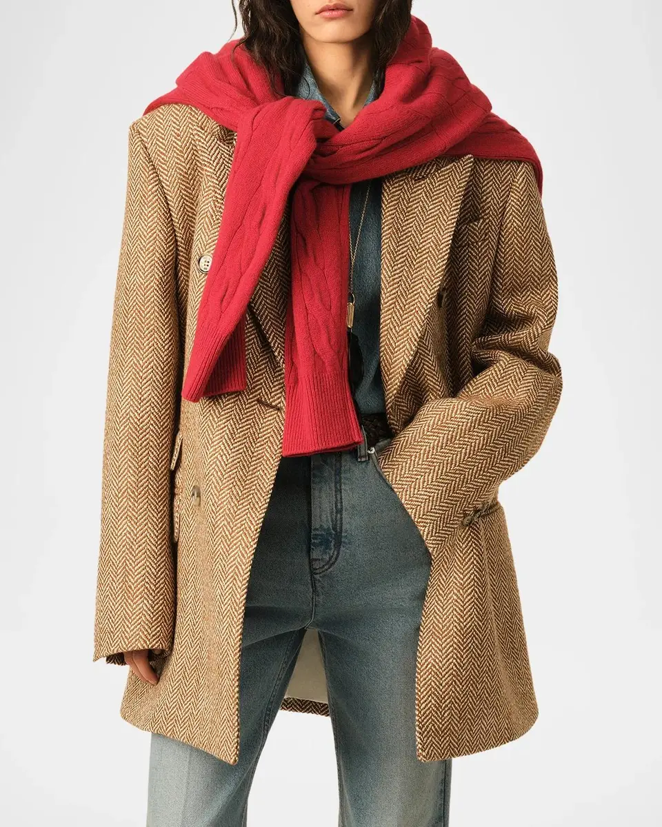 AMI PARIS Double-Breasted Herringbone Wool Oversized Blazer Jacket | Thumbnail 4 AMI PARIS Double-Breasted Herringbone Wool Oversized Blazer Jacket | Thumbnail 4