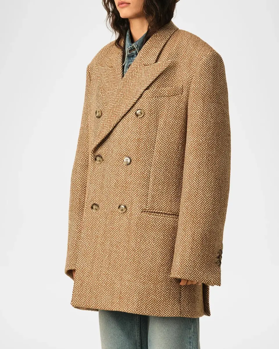 AMI PARIS Double-Breasted Herringbone Wool Oversized Blazer Jacket | Thumbnail 6 AMI PARIS Double-Breasted Herringbone Wool Oversized Blazer Jacket | Thumbnail 6