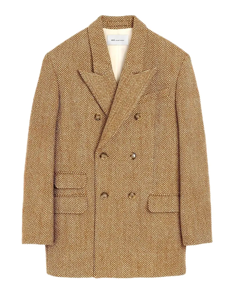 Double-Breasted Herringbone Wool Oversized Blazer Jacket Double-Breasted Herringbone Wool Oversized Blazer Jacket