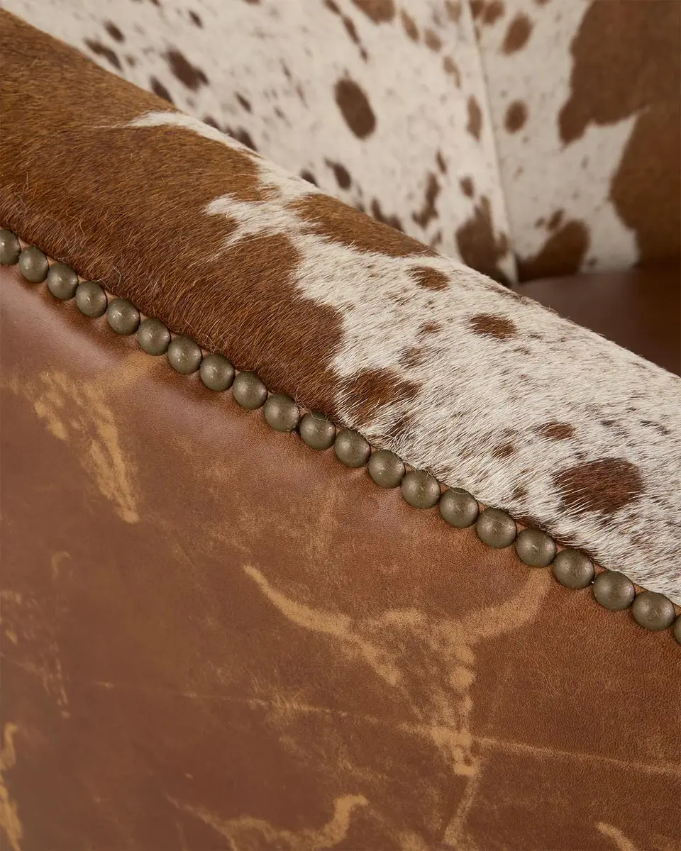 Old Hickory Tannery Taylor Hair on Hide & Leather Swivel Chair | Thumbnail 5
