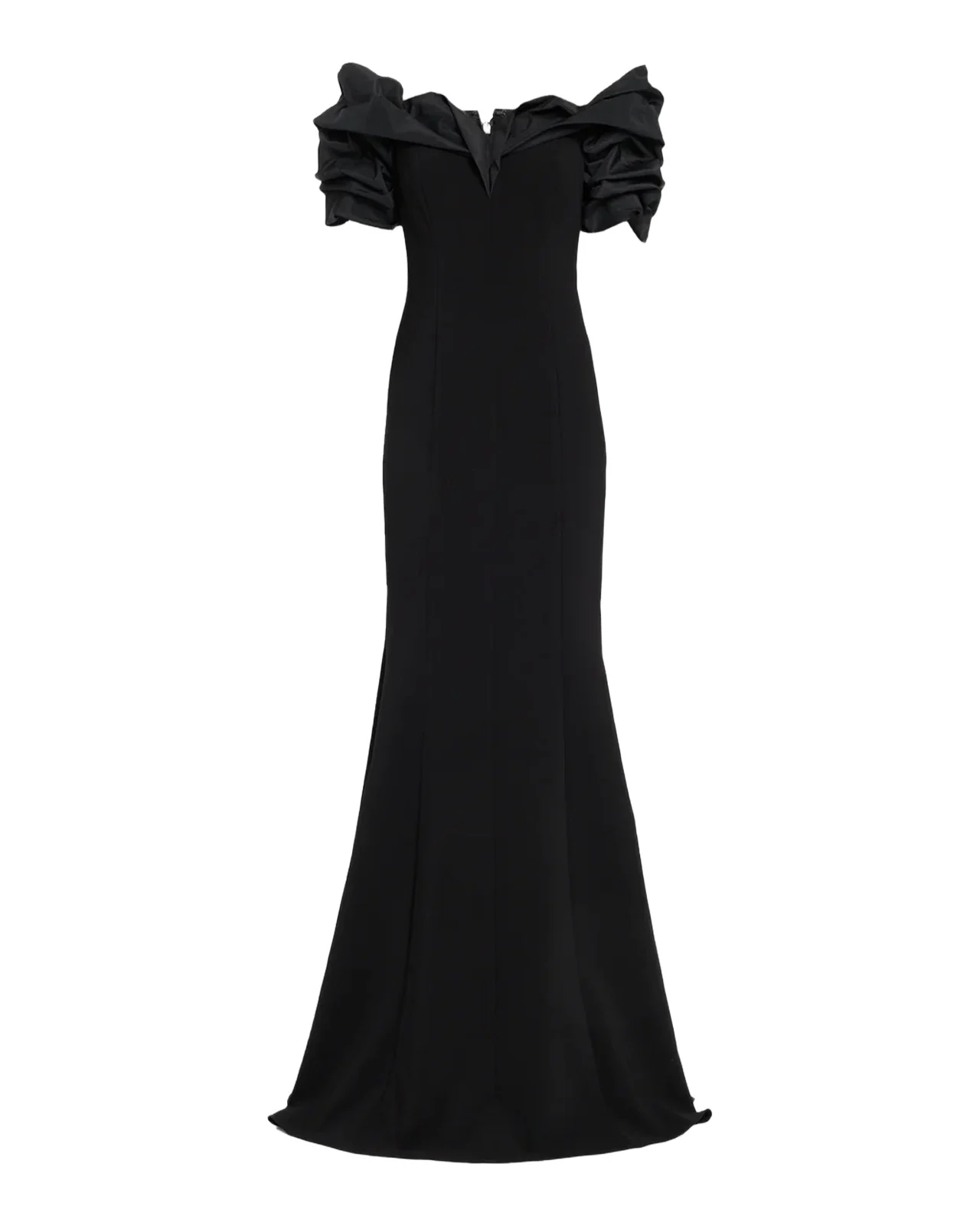 Rickie Freeman for Teri Jon Taffeta-Trim Crepe Mermaid Gown