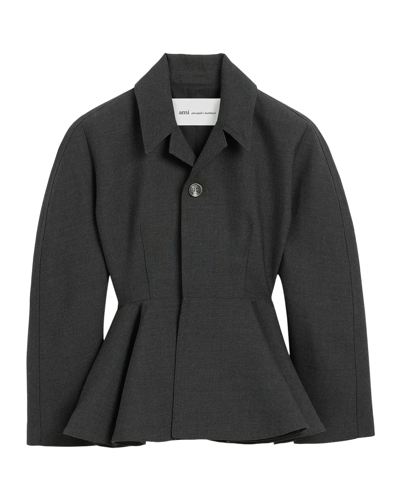 Single-Breasted Wool Peplum Jacket
