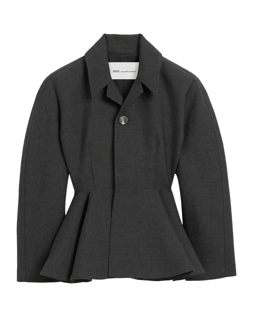 Single-Breasted Wool Peplum Jacket Single-Breasted Wool Peplum Jacket