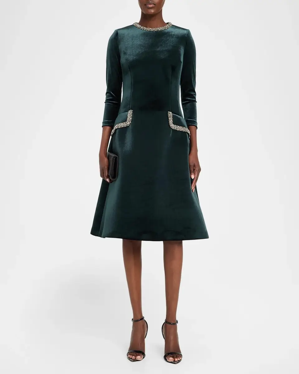 Rickie Freeman for Teri Jon Embellished Velvet Cocktail Midi Dress | Thumbnail 2 Rickie Freeman for Teri Jon Embellished Velvet Cocktail Midi Dress | Thumbnail 2