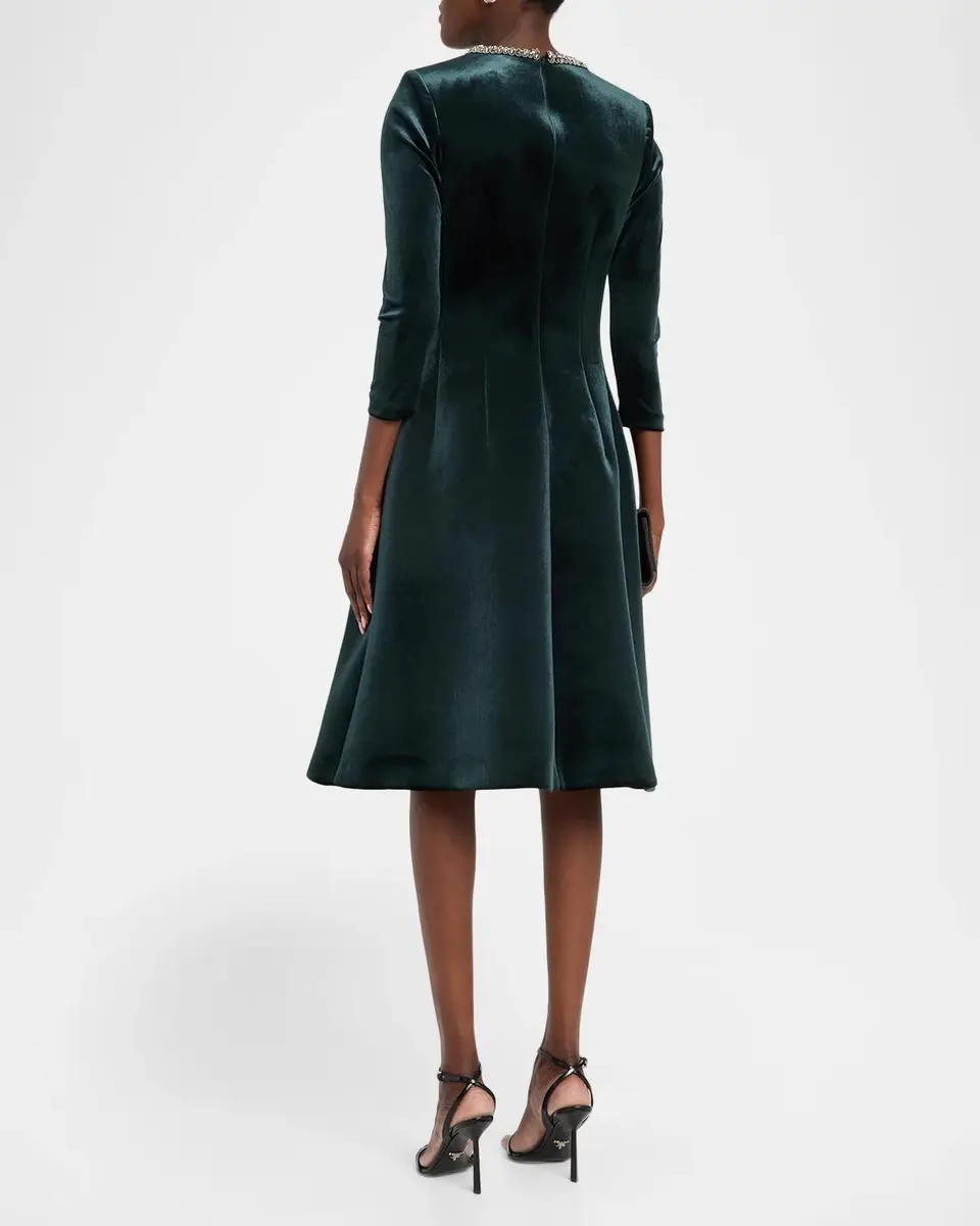 Rickie Freeman for Teri Jon Embellished Velvet Cocktail Midi Dress | Thumbnail 3 Rickie Freeman for Teri Jon Embellished Velvet Cocktail Midi Dress | Thumbnail 3