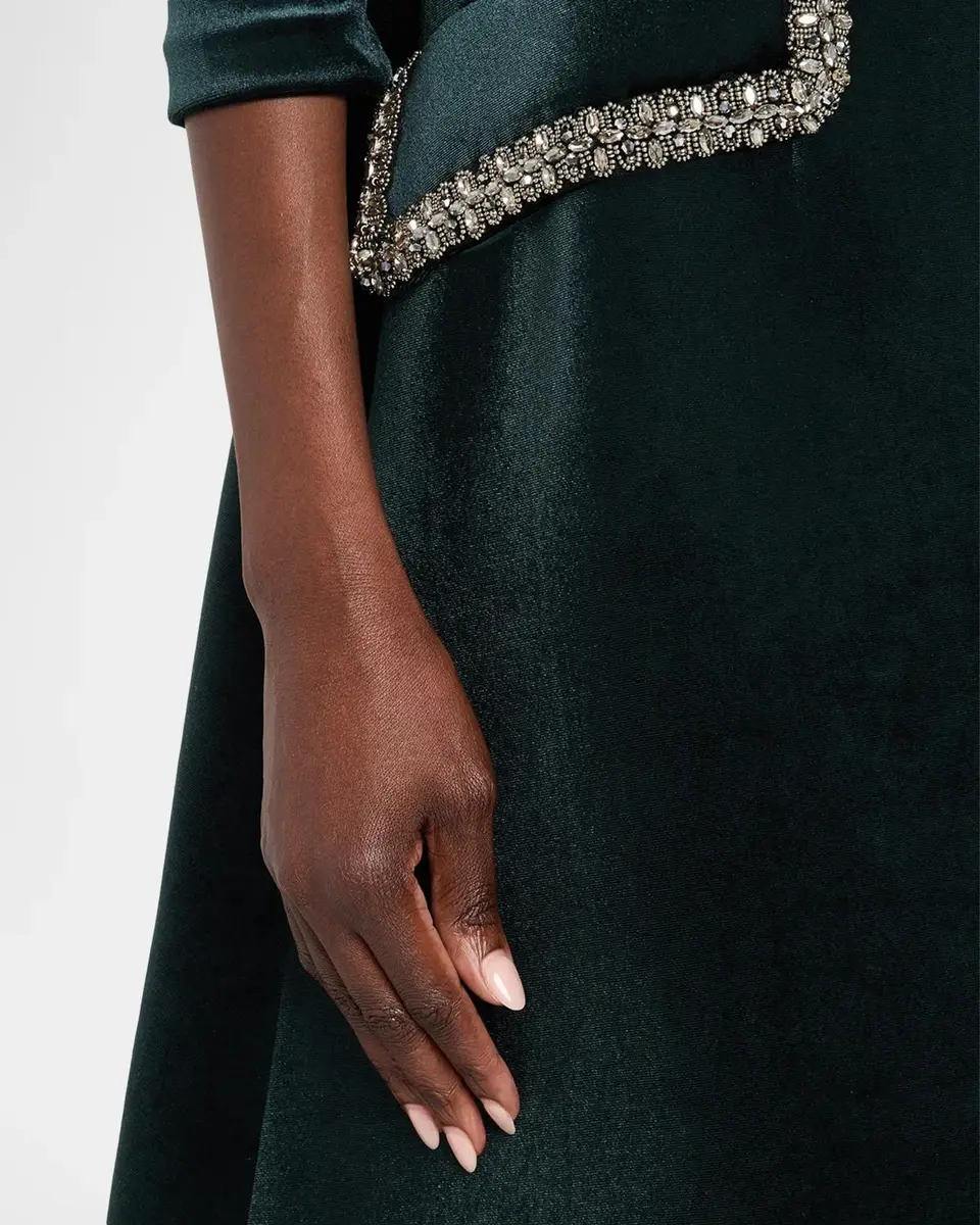 Rickie Freeman for Teri Jon Embellished Velvet Cocktail Midi Dress | Thumbnail 5 Rickie Freeman for Teri Jon Embellished Velvet Cocktail Midi Dress | Thumbnail 5