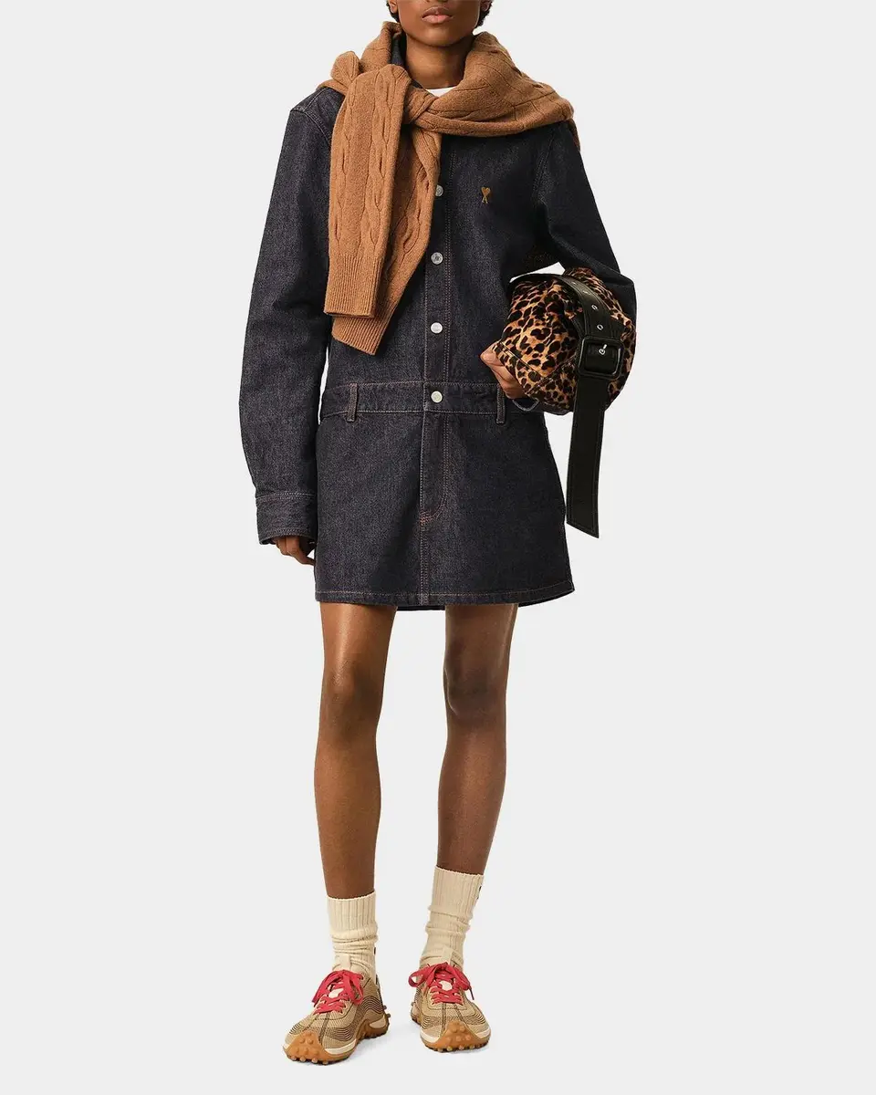 AMI PARIS Ami De Coeur Denim Long-Sleeve Mini Shirtdress | Thumbnail 2 AMI PARIS Ami De Coeur Denim Long-Sleeve Mini Shirtdress | Thumbnail 2