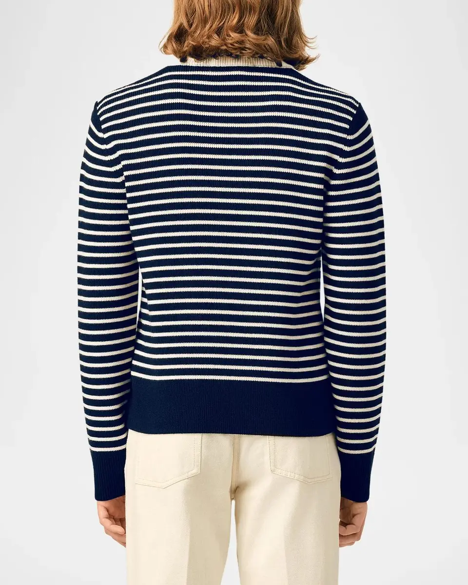 AMI PARIS Button-Shoulder Striped Wool Crewneck Sweater | Thumbnail 3 AMI PARIS Button-Shoulder Striped Wool Crewneck Sweater | Thumbnail 3