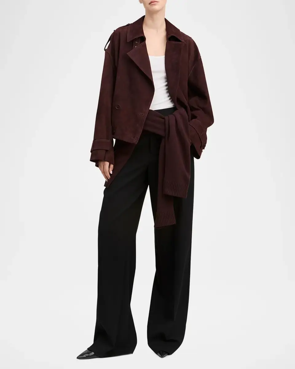 DEREK LAM 10 CROSBY Luxe Goat Suede Double-Breasted Jacket | Thumbnail 2