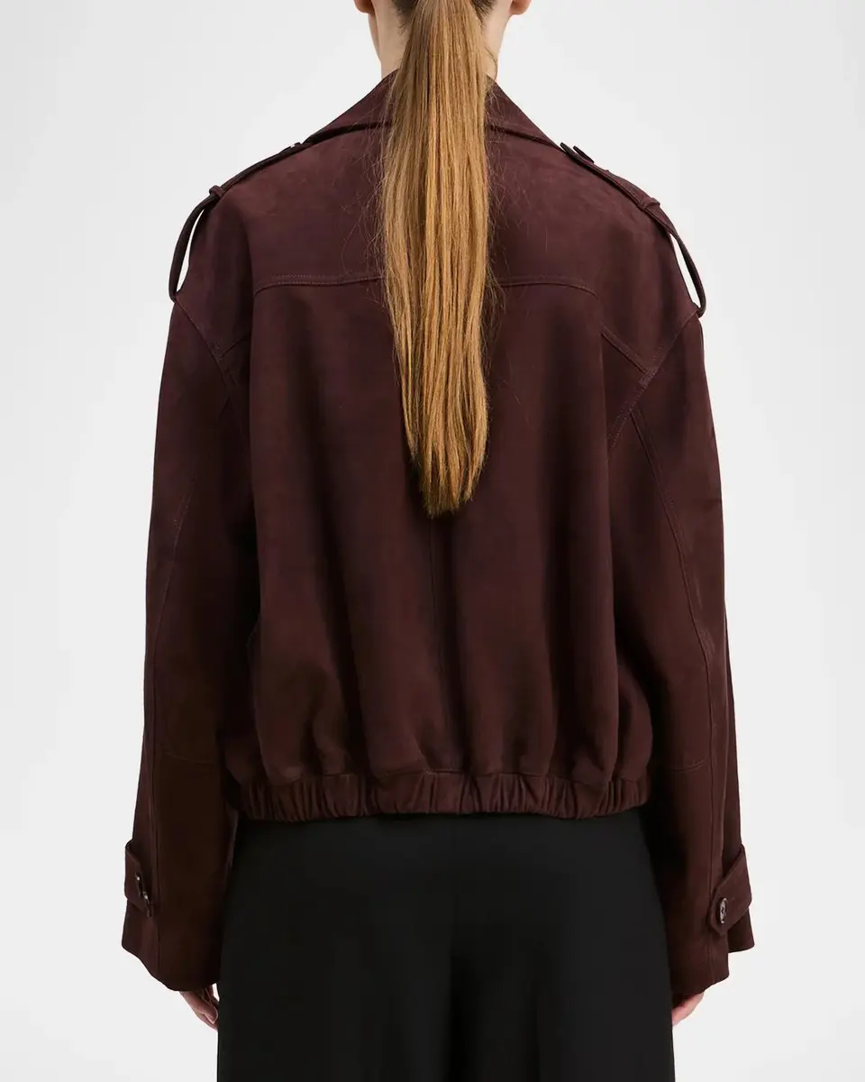 DEREK LAM 10 CROSBY Luxe Goat Suede Double-Breasted Jacket | Thumbnail 3