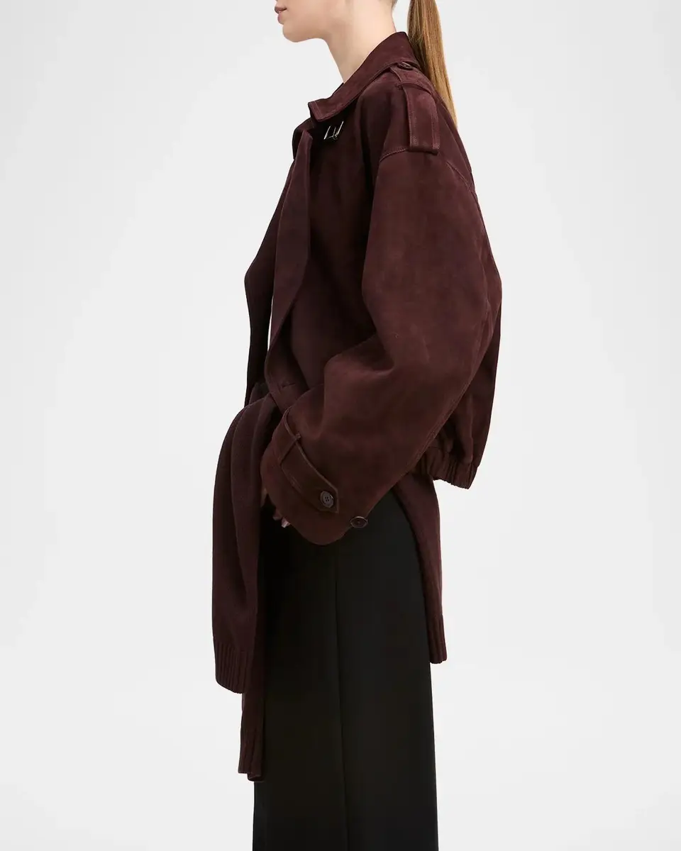 DEREK LAM 10 CROSBY Luxe Goat Suede Double-Breasted Jacket | Thumbnail 4