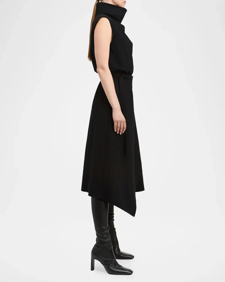 DEREK LAM 10 CROSBY Creased Stretch Cotton Funnel-Neck Wrap Dress | Thumbnail 4 DEREK LAM 10 CROSBY Creased Stretch Cotton Funnel-Neck Wrap Dress | Thumbnail 4