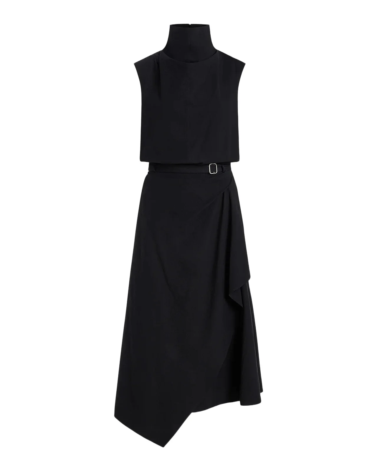 DEREK LAM 10 CROSBY Creased Stretch Cotton Funnel-Neck Wrap Dress