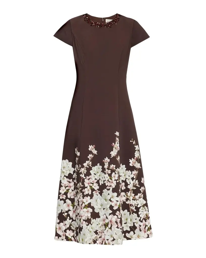 SACHIN & BABI Harper Beaded Floral-Print Midi Dress