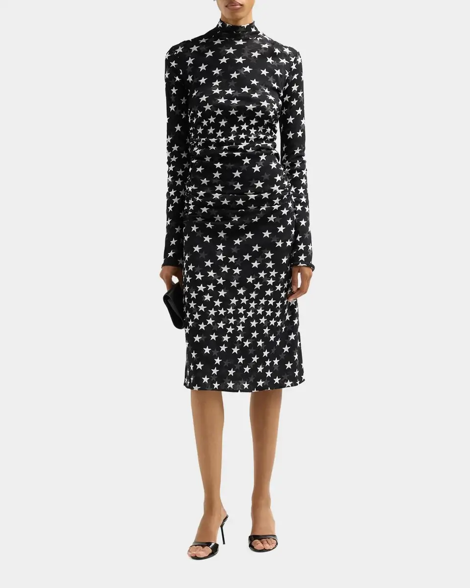 Stella McCartney Star-Print Mesh Mock Turtleneck Midi Dress | Thumbnail 2 Stella McCartney Star-Print Mesh Mock Turtleneck Midi Dress | Thumbnail 2