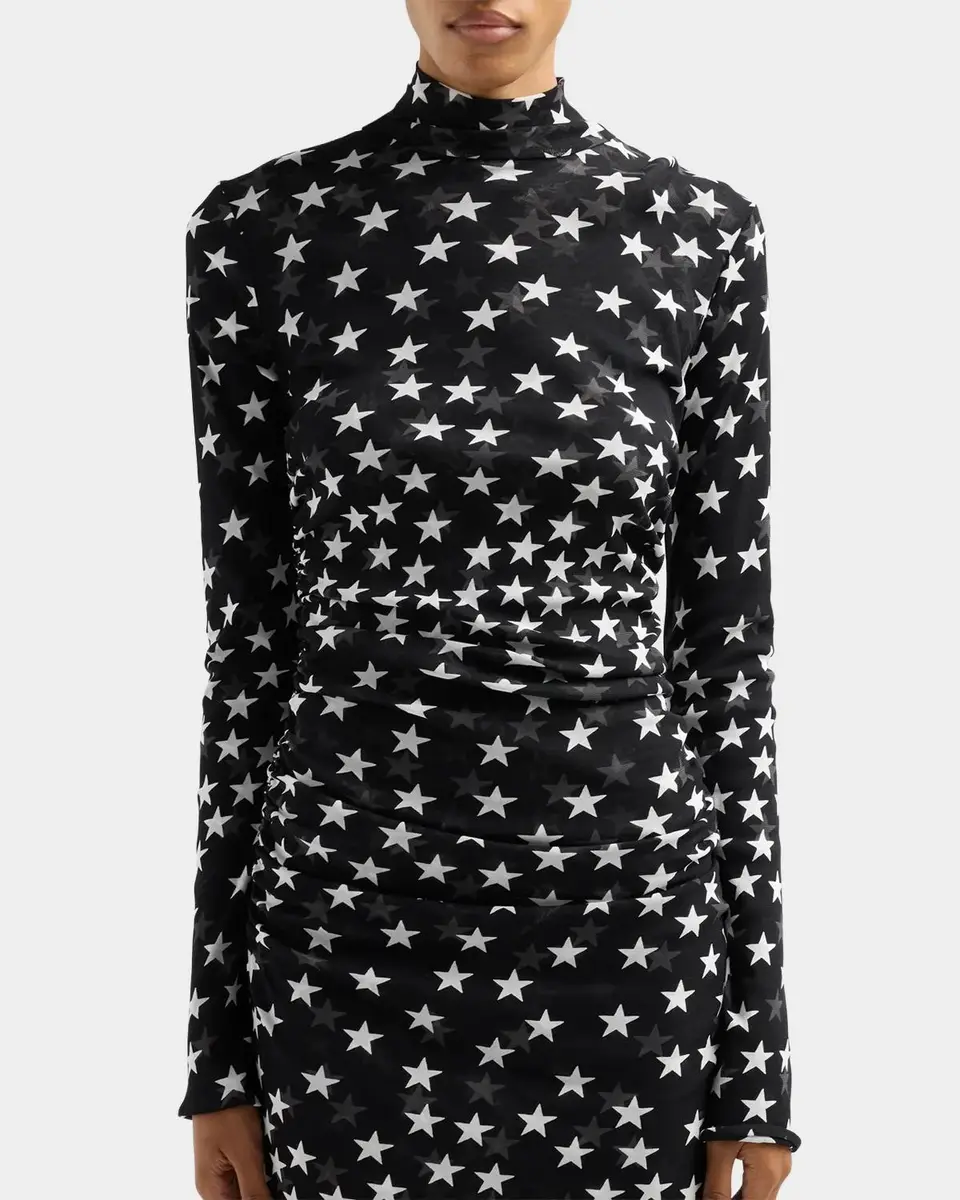 Stella McCartney Star-Print Mesh Mock Turtleneck Midi Dress | Thumbnail 3 Stella McCartney Star-Print Mesh Mock Turtleneck Midi Dress | Thumbnail 3
