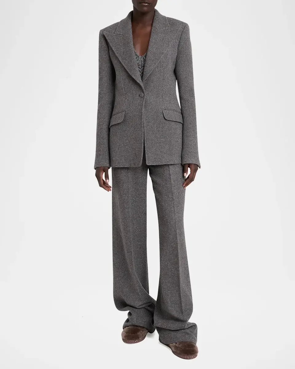 Gabriela Hearst Leiva Speckled Herringbone Single-Breasted Blazer | Thumbnail 2 Gabriela Hearst Leiva Speckled Herringbone Single-Breasted Blazer | Thumbnail 2