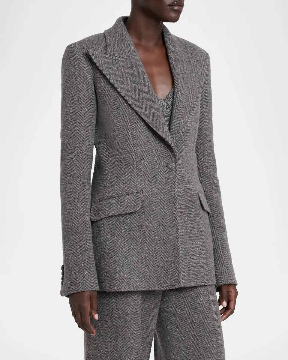 Gabriela Hearst Leiva Speckled Herringbone Single-Breasted Blazer | Thumbnail 4 Gabriela Hearst Leiva Speckled Herringbone Single-Breasted Blazer | Thumbnail 4