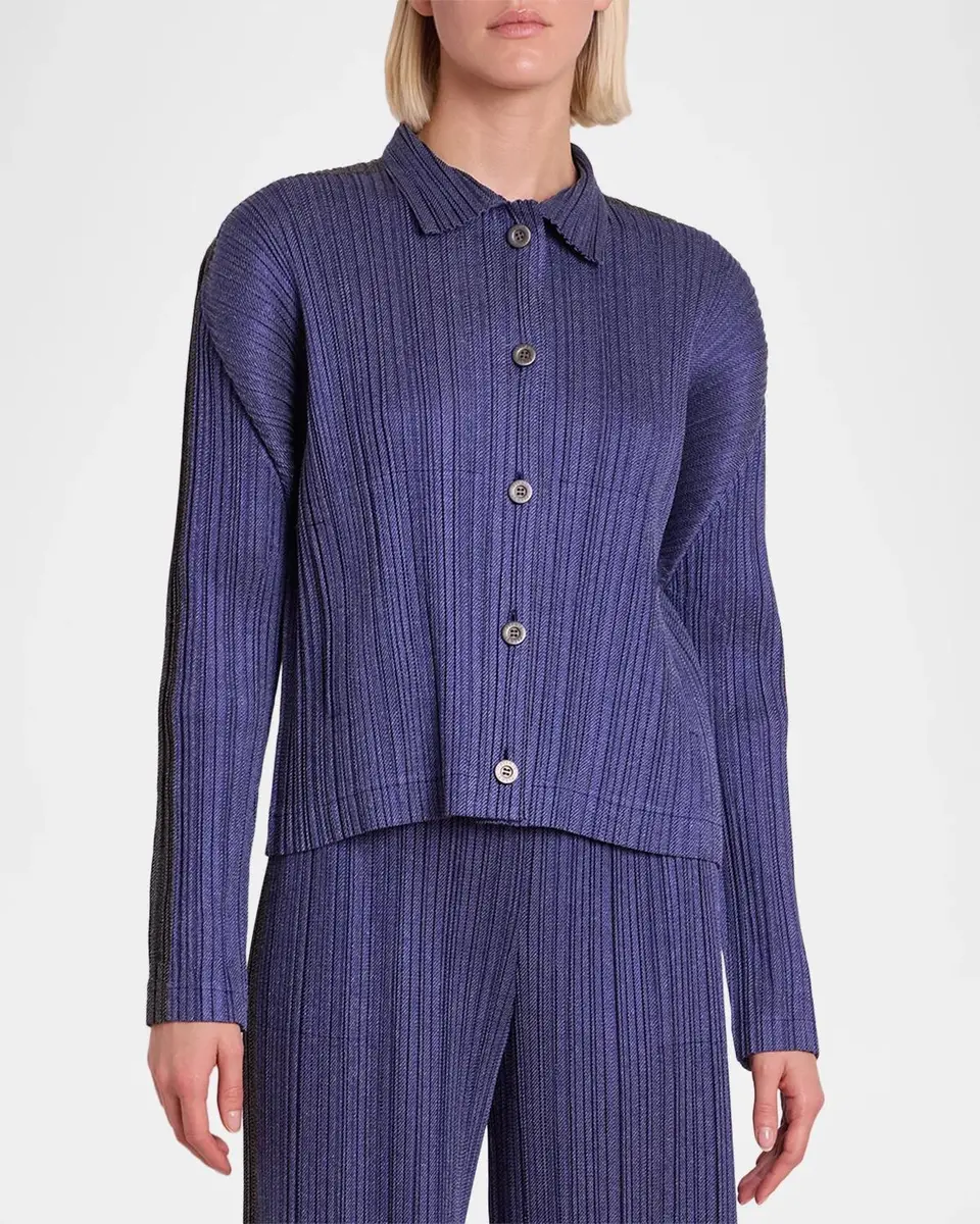 Issey Miyake Cotton Denim Pleats Please Jacket | Thumbnail 4 Issey Miyake Cotton Denim Pleats Please Jacket | Thumbnail 4