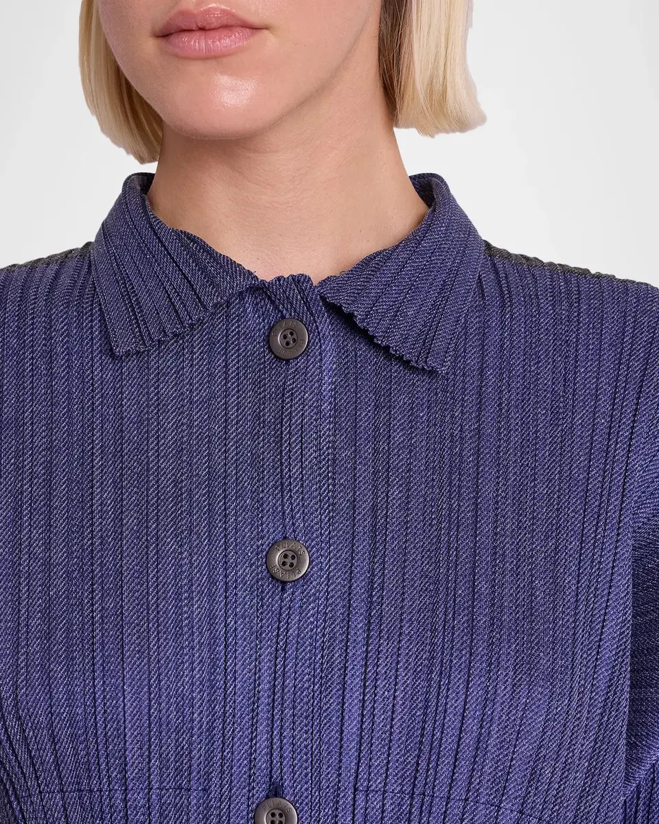 Issey Miyake Cotton Denim Pleats Please Jacket | Thumbnail 5 Issey Miyake Cotton Denim Pleats Please Jacket | Thumbnail 5