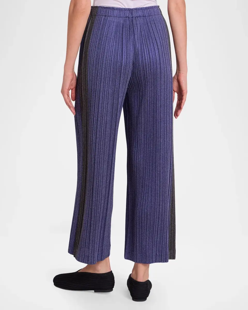 Issey Miyake Cotton Denim Pleats Please Wide-Leg Ankle Pants | Thumbnail 3