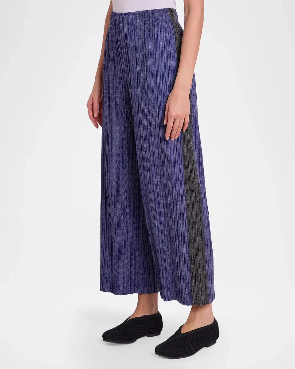 Issey Miyake Cotton Denim Pleats Please Wide-Leg Ankle Pants | Thumbnail 4