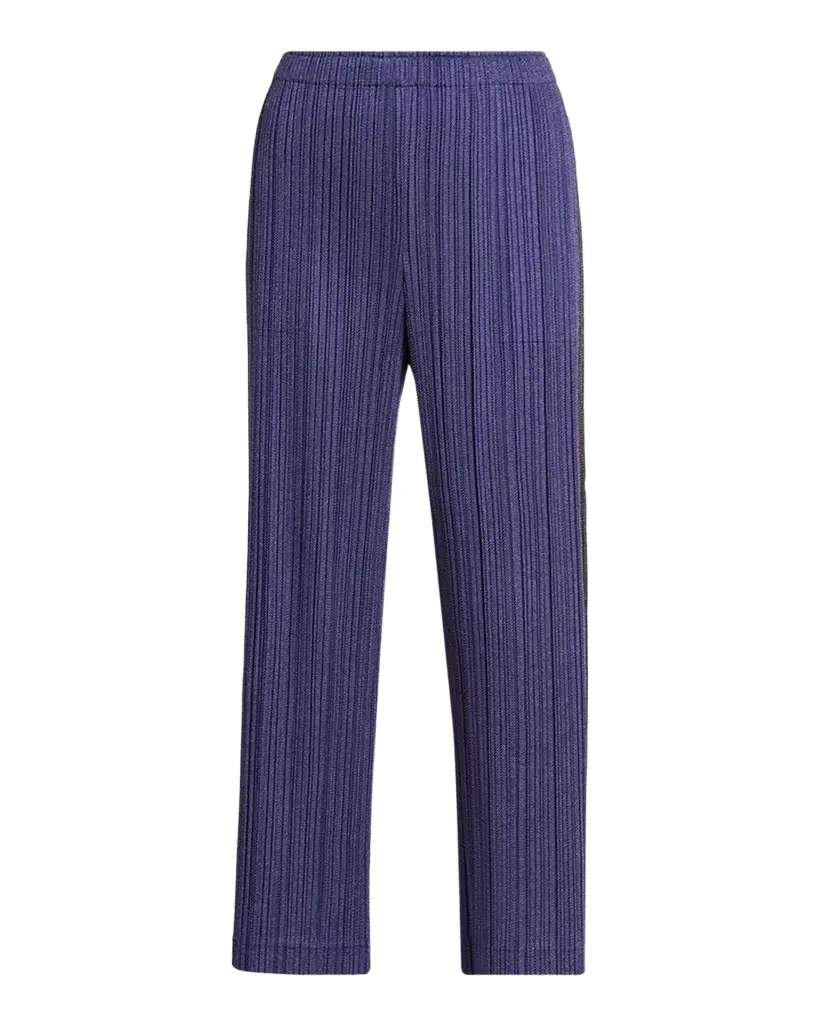 Cotton Denim Pleats Please Wide-Leg Ankle Pants Cotton Denim Pleats Please Wide-Leg Ankle Pants