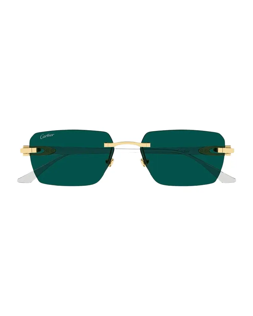 Cartier Men's Rimless Metal and Nylon Rectangle Sunglasses