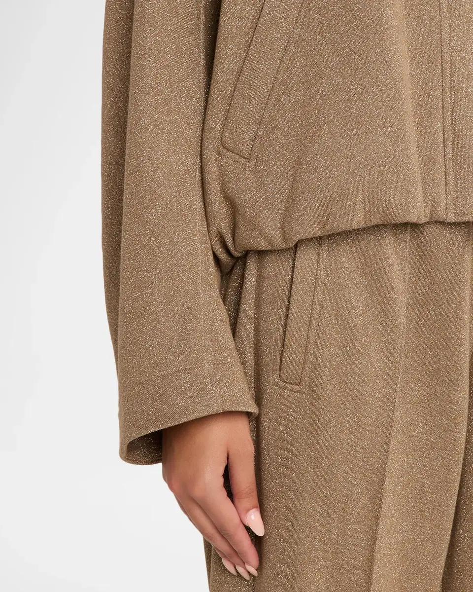 Brunello Cucinelli Sparkling Fleece Snap-Button Track Jacket | Thumbnail 5