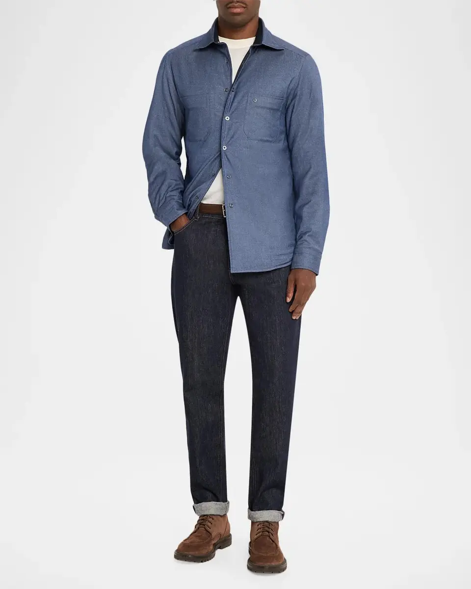 Stefano Ricci Men's Reversible Denim-Effect Overshirt | Thumbnail 2 Stefano Ricci Men's Reversible Denim-Effect Overshirt | Thumbnail 2