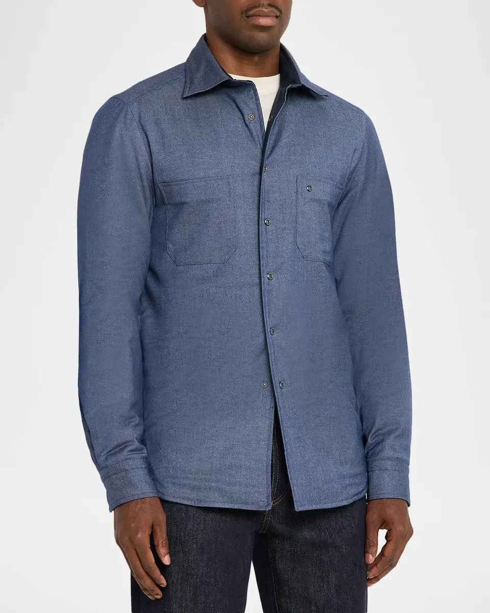 Stefano Ricci Men's Reversible Denim-Effect Overshirt | Thumbnail 4 Stefano Ricci Men's Reversible Denim-Effect Overshirt | Thumbnail 4