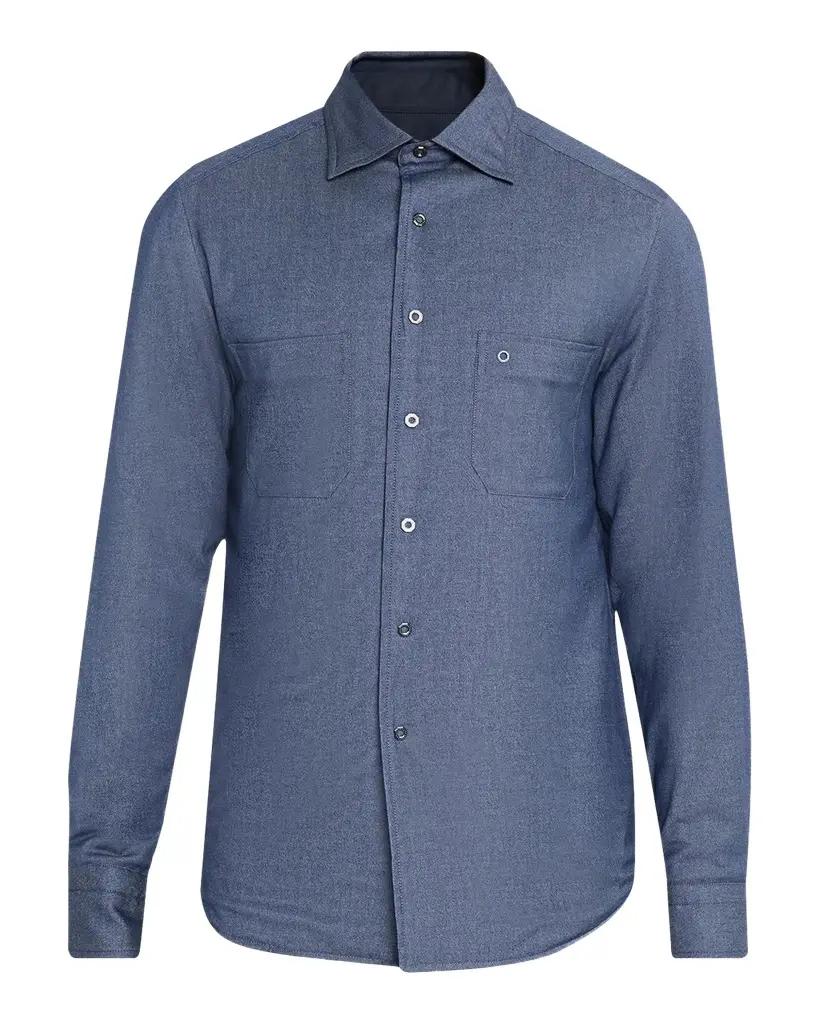 Men's Reversible Denim-Effect Overshirt Men's Reversible Denim-Effect Overshirt