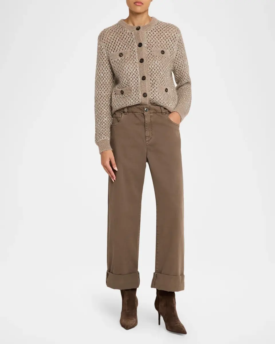 Brunello Cucinelli Low-Rise Super Stretch Bull Straight-Leg Paper Bag Jeans | Thumbnail 2 Brunello Cucinelli Low-Rise Super Stretch Bull Straight-Leg Paper Bag Jeans | Thumbnail 2