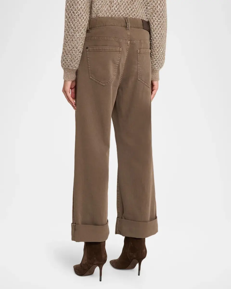 Brunello Cucinelli Low-Rise Super Stretch Bull Straight-Leg Paper Bag Jeans | Thumbnail 3 Brunello Cucinelli Low-Rise Super Stretch Bull Straight-Leg Paper Bag Jeans | Thumbnail 3